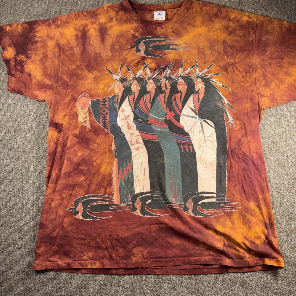 Vintage 1995 Mountain Native American Nature Tie Dye T-shirt XL Single Stitch